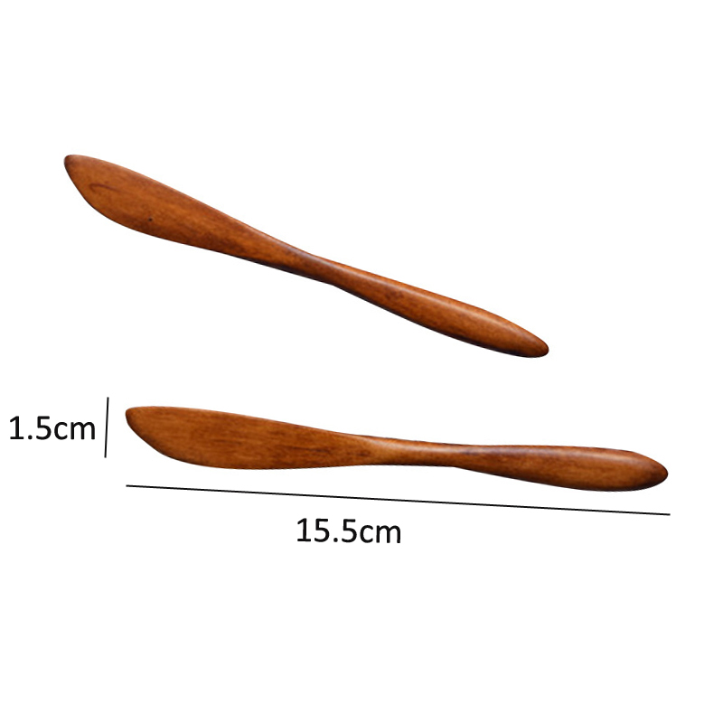 2Pcs/Lot Wooden Butter Knife Spreader Wood Bread Jam Knives Tableware Marmalade Dinner Dessert Knife: A183