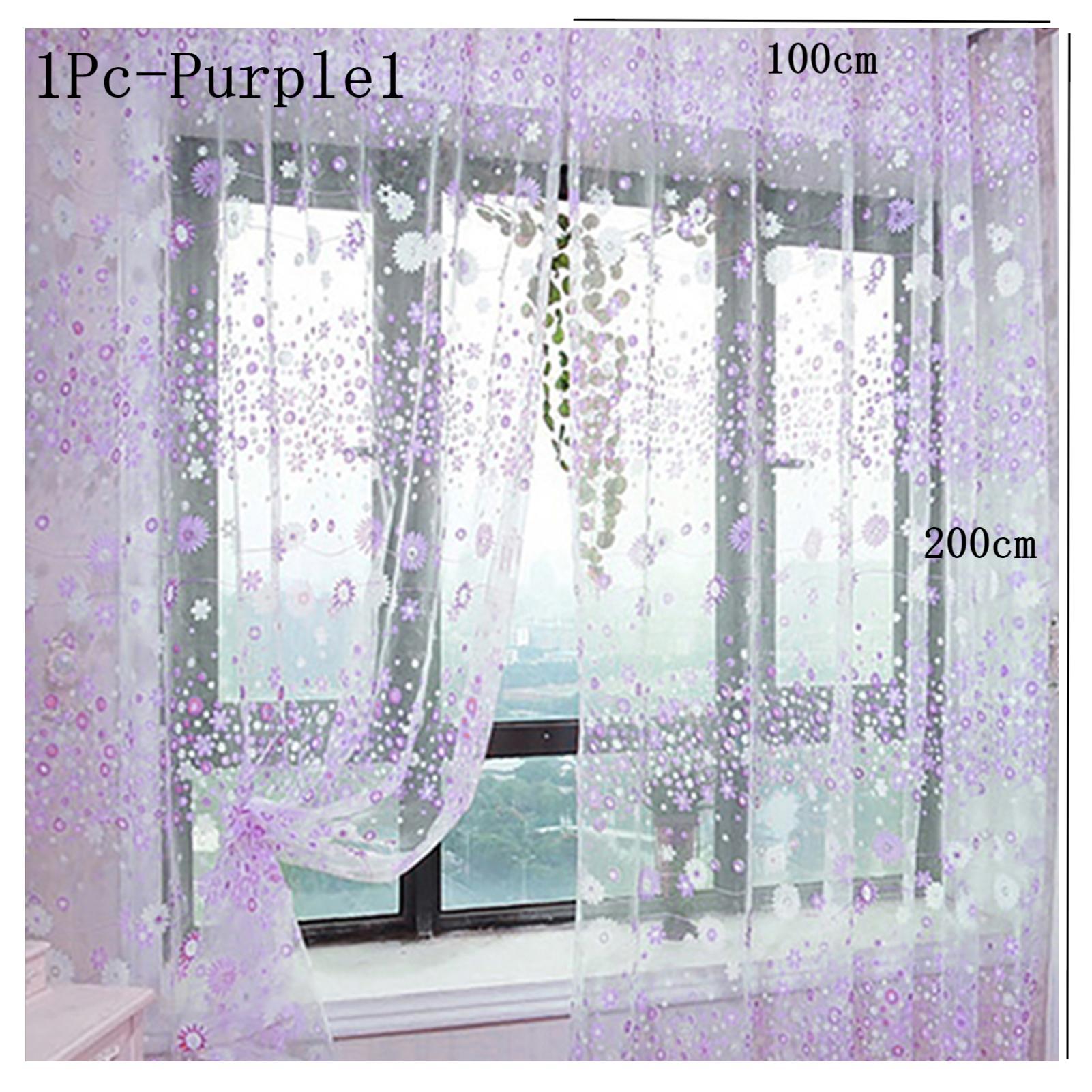 1Pc/2Pcs Soft Curtain 1*2m / 1*2.7m Lightweight Voile Curtain Reusable Polyester Peony Flower Printed Curtain Room Decoration: Light Grey