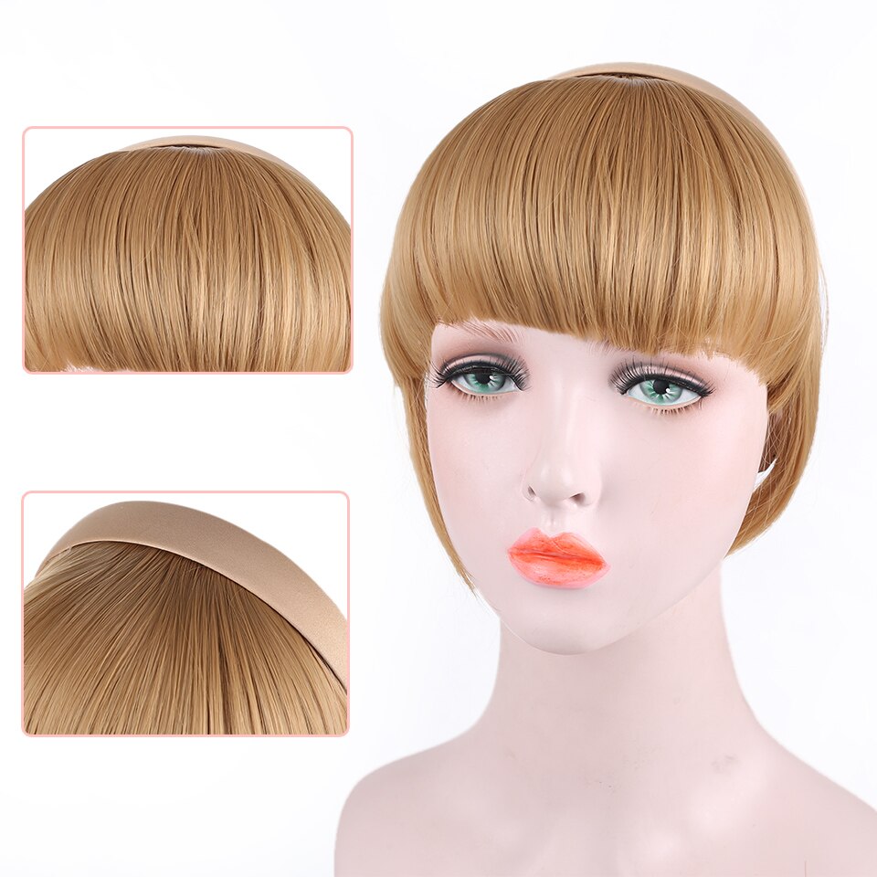 WTB-Cinta para La Cabeza corta y recta, flequillo con Clip en una pieza, para mujer, resistente al calor, negro sintético, flequillo Romo Natural