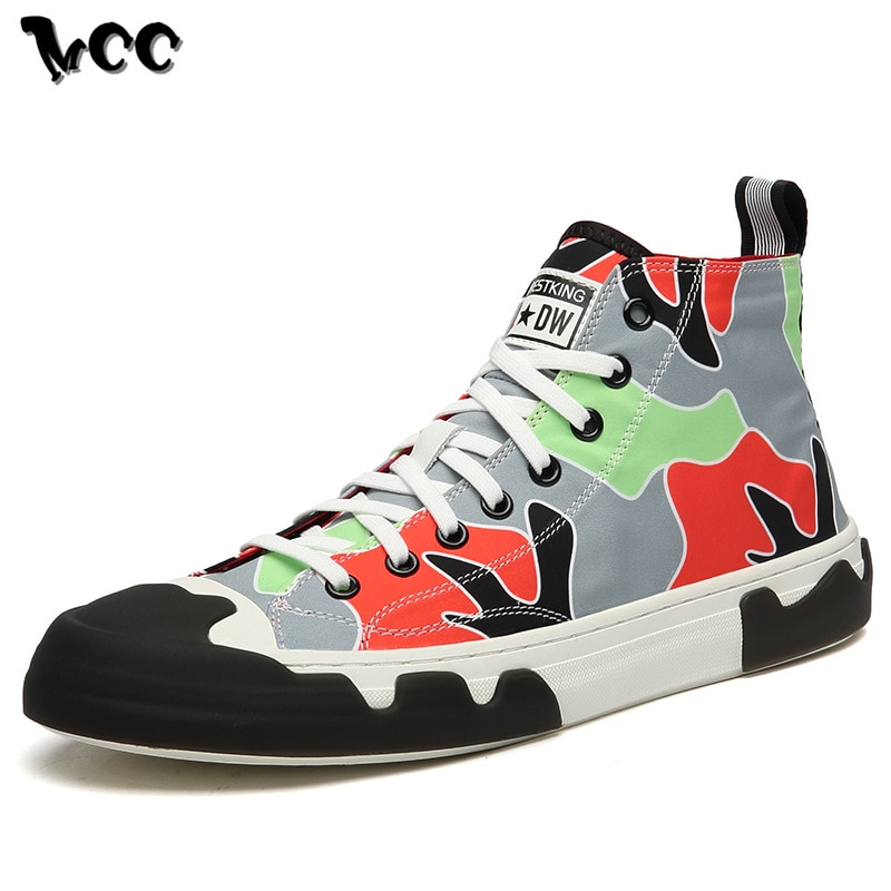 Heren high top canvas schoenen camouflage heren sneakers ademend antislip veterschoenen heren gevulkaniseerde schoenen herenschoenen