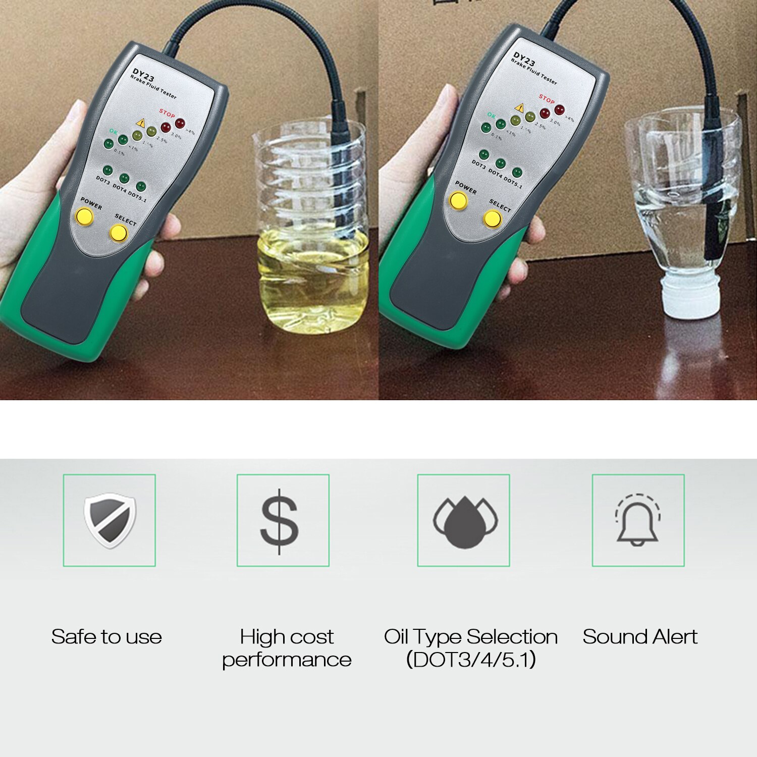 Car Diagnostic Tool Automotive Brake Fluid Tester Digital Brake Fluid Inspection with High Probe LED Indicator Display