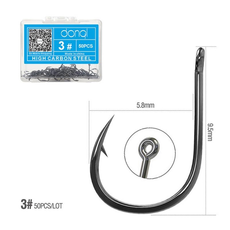 1 Box 50Pcs 3# - 16# Series High-carbon Steel Fishing Hook Barbed Single Circle Carp Hook Fishing Jig Hook Lure Bait Tackles: 3