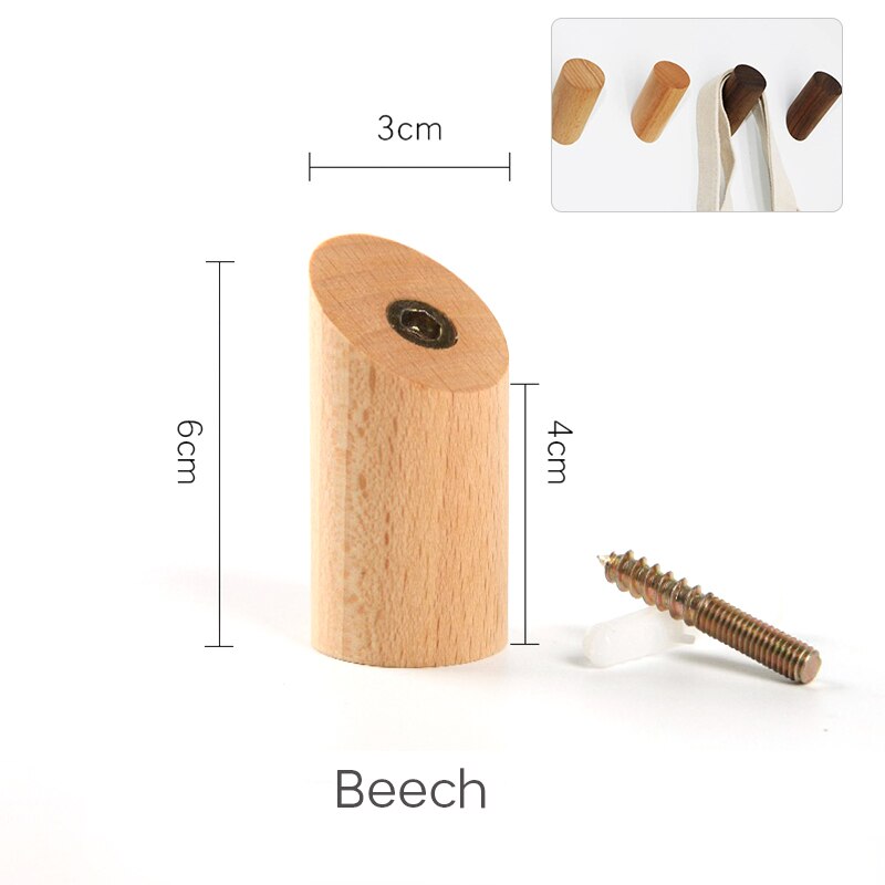 1 stk massivt træ håndklæde knage væg dekorative kroge håndklædeholder single organizer bøjler multifunktionelle kroge: H02