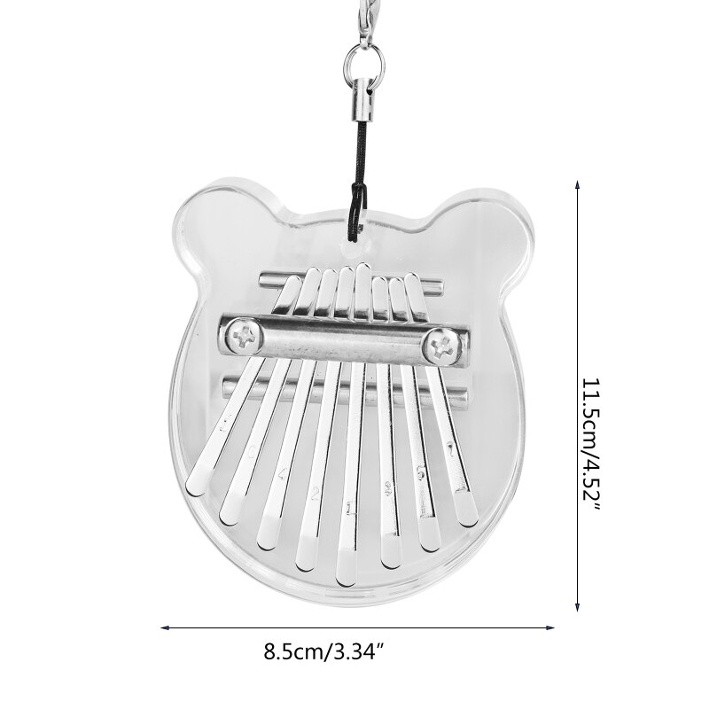Cristal 8 touches Mini Transparent Kalimba doigt pouce Piano Mbira bois jouet