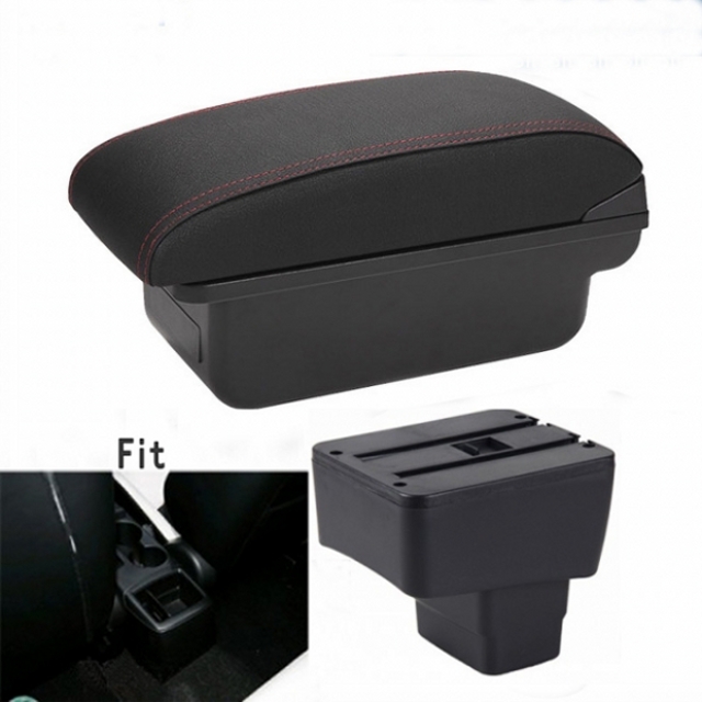 Reposabrazos para mazda CX-3, Reacondicionamiento para mazda 2 skyactiv, cx3, accesorios para coche, carga con USB, Caja de almacenamiento para apoyabrazos de coche: A-Black red line