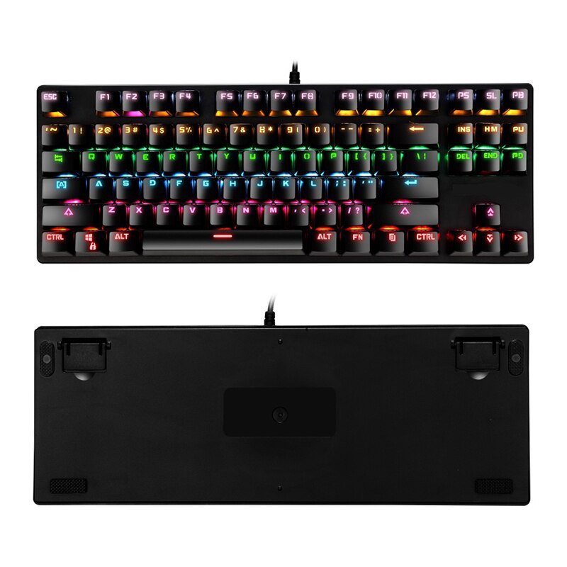 Clavier mécanique de jeu BAJEAL clavier de jeu 87 touches Mix LED rétro-éclairé USB pour ordinateur portable Gamer