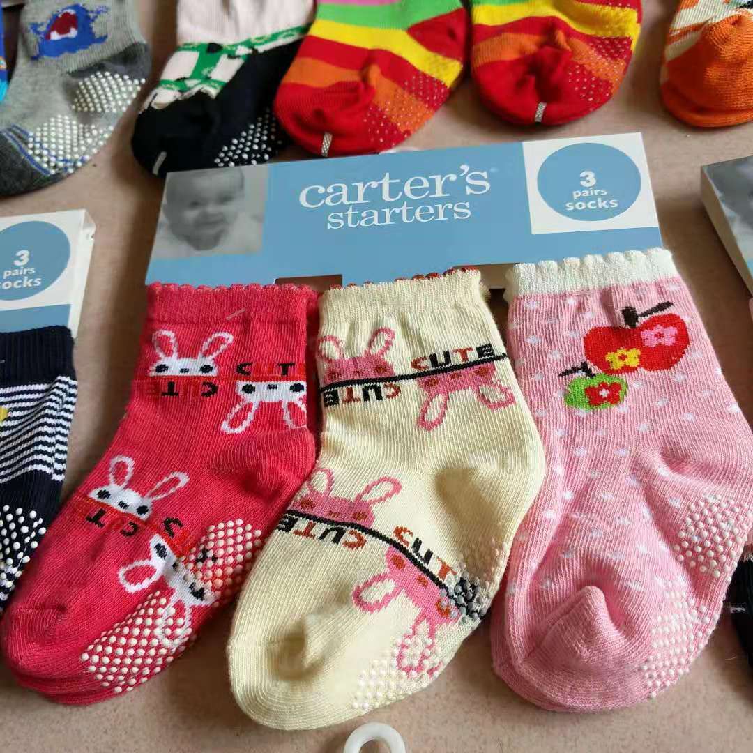 Carter-calcetín de Interior para bebé recién nacido, calcetines de invierno de algodón grueso para niña, calcetín divertido con suelas de goma