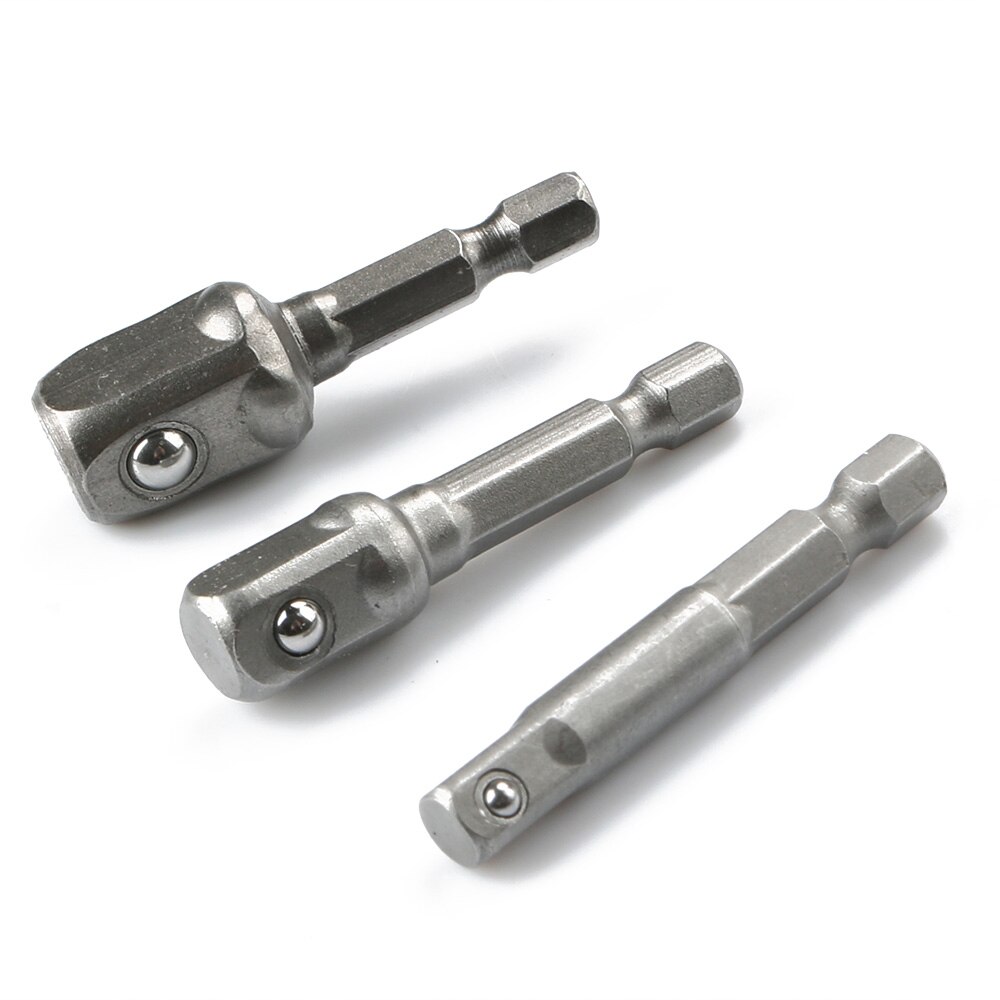 Juego de llaves de vástago hexagonal para taladro eléctrico, 3 uds., taladro para enchufes, adaptador de extensión de broca, 1/4, 3/8, 1/2