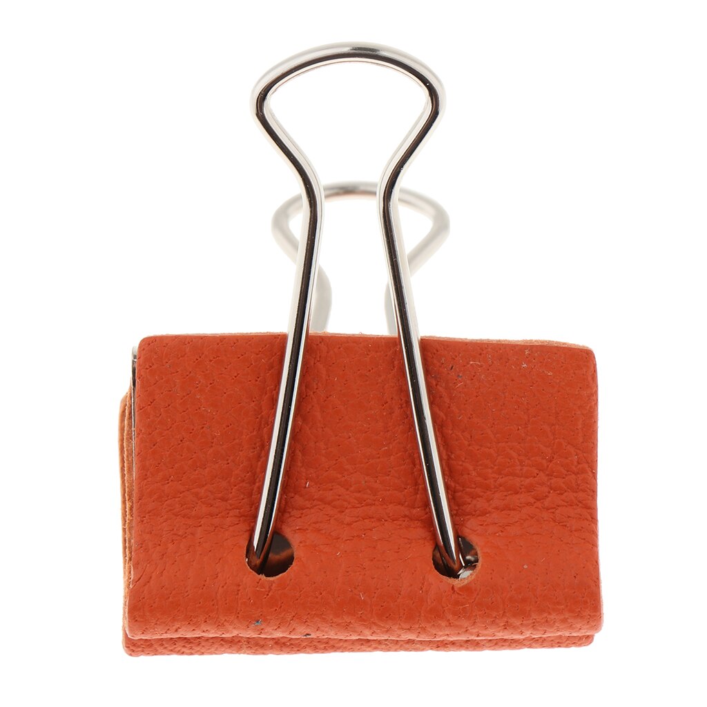 Stainless Steel Office File Ticket Paper Binder Clips with Leather Covered