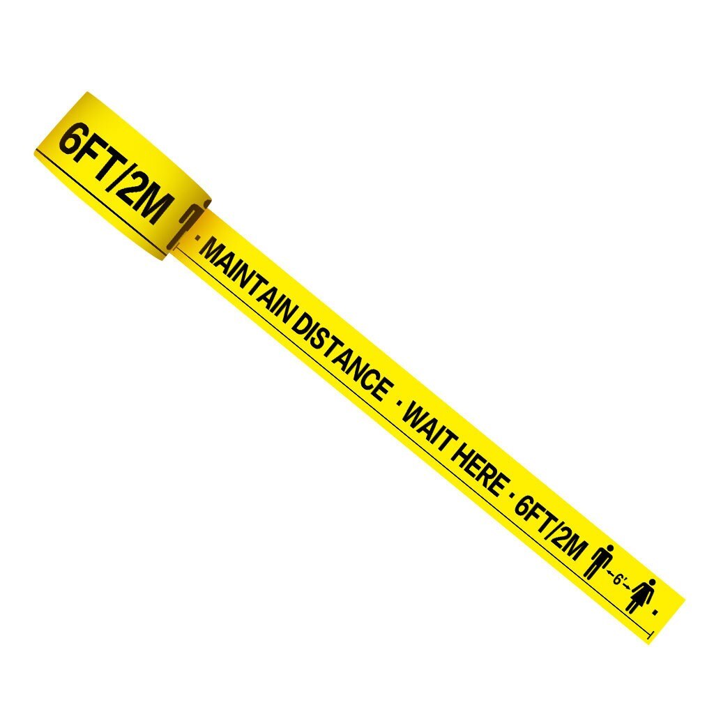 Yellow color warning signs safety tape safety warning tape warning tape, barrier warning tape Social Safe Distancing Floor Tape