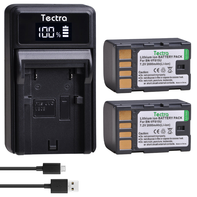 Tecrta 2000mAh BN-VF815U for BN-VF815 BNVF815 Battery for JVC GR-D720US GR-D728 GR-D750US GR-D771 GR-D720+LED USB Charger: Yellow