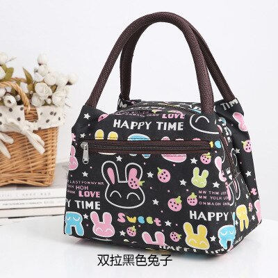 Lunch Box Portable Functional Pattern Cooler Portable Insulated Canvas Lunch Bag Thermal Food Picnic Lunch Bags For Women Kids: shuanglaheisetuzi