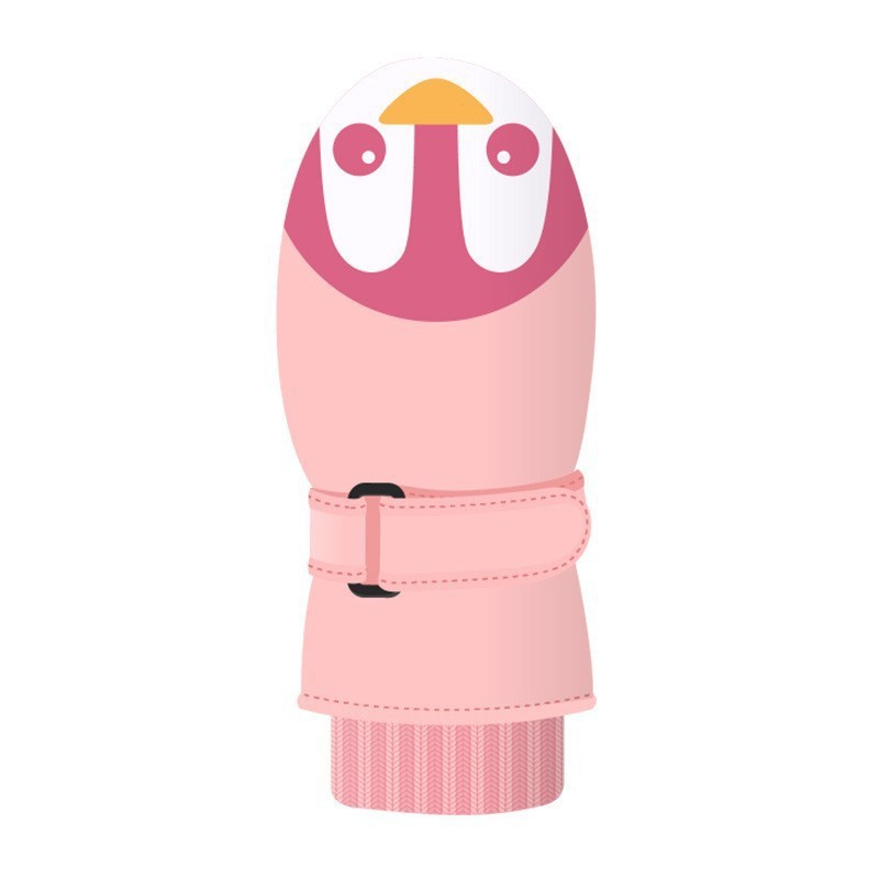 Guantes de esquí para niños, manoplas de invierno a prueba de viento, impermeables, gruesas, cálidas, antideslizantes, para ciclismo, escalada, al aire libre, manoplas cálidas de dibujos animados: pink penguin2