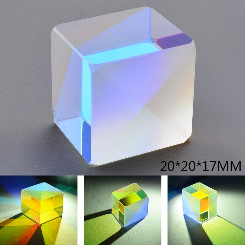 1 pçs cubo prisma 2x2x1.7cm com defeito cruz dicroic espelho combinador divisor decoração módulo transparente vidro óptico