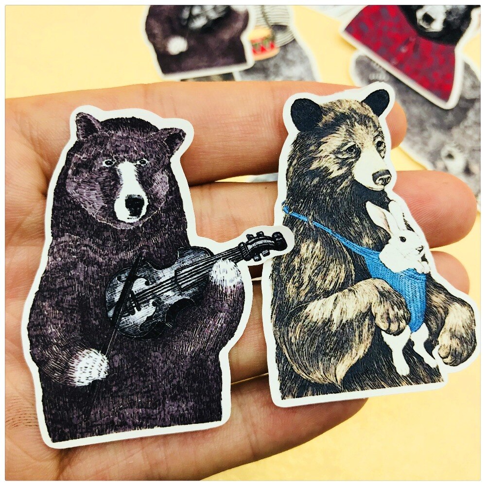 Cartoon Bear Animal Stickers DIY Scrapbook Album Diary Card Making Happy Plan Decoration Stickers