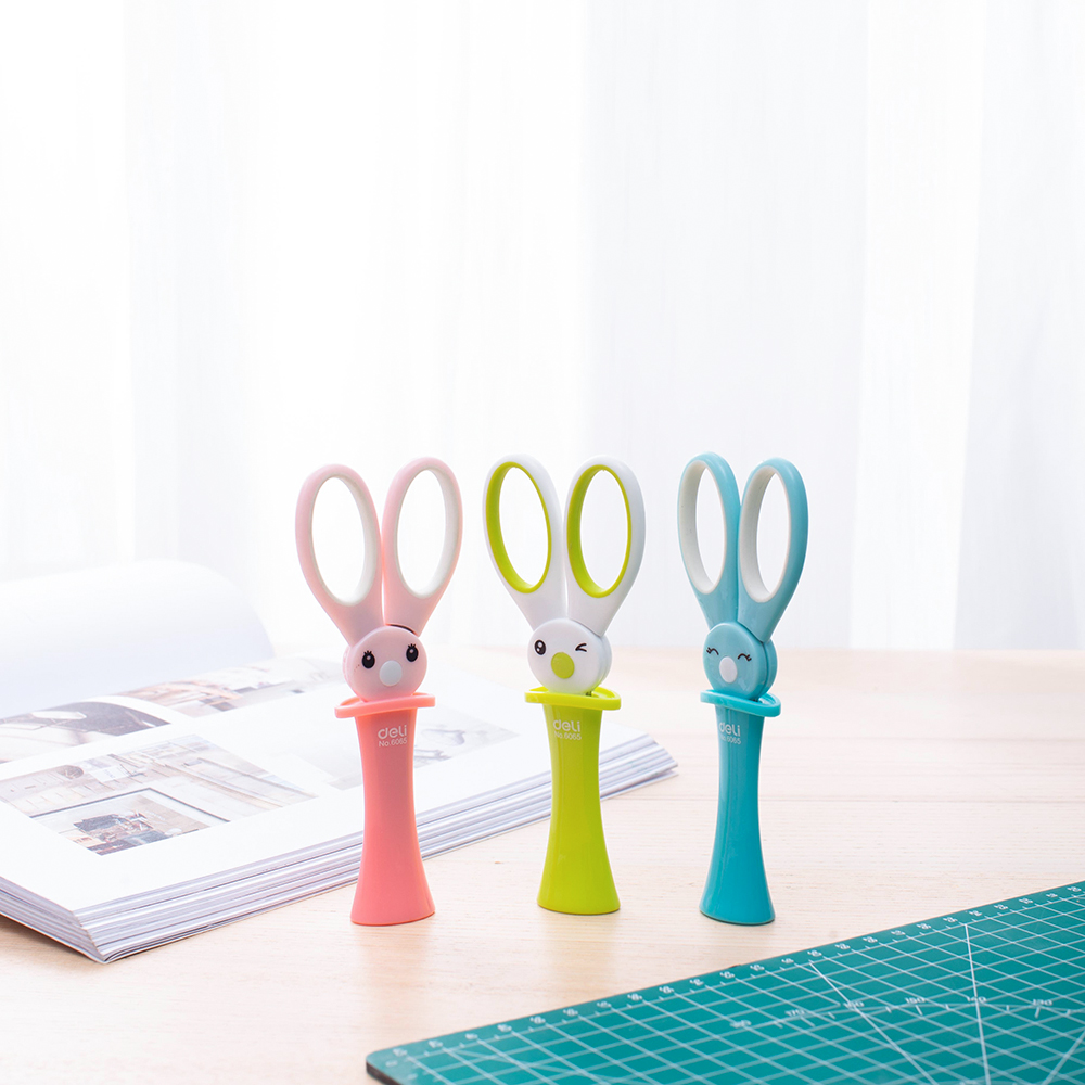 DELI School Scissors Cute Kawaii Rabbit DIY Diary Decorating scissor hand craft scissors paper kids &amp; student stationery
