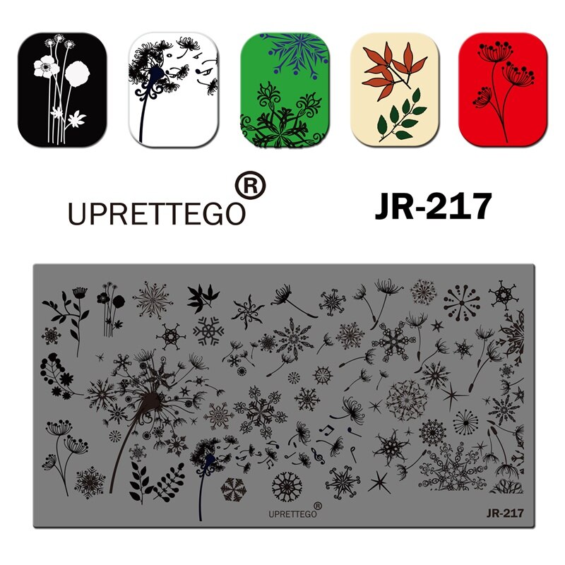 Roestvrij Staal Stempelen Plaat Sjabloon Russische Zin Bloemen Brief Gloeilamp Gratis Lijn Kerk Orchidee Nail Tool JR211-220: JR217