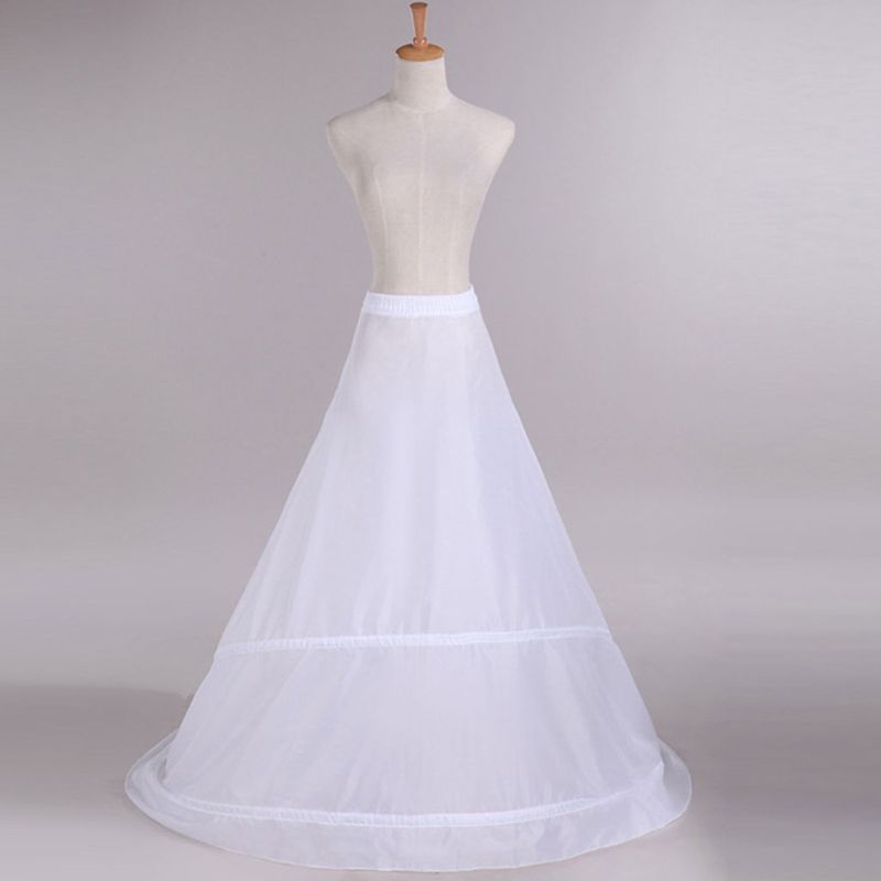 Jupon de traîne pour mariée, robe de mariée, sans fil, 2 cerceaux, taille élastique, cordon de serrage, jupes antidérapantes réglables en queue de poisson E15E