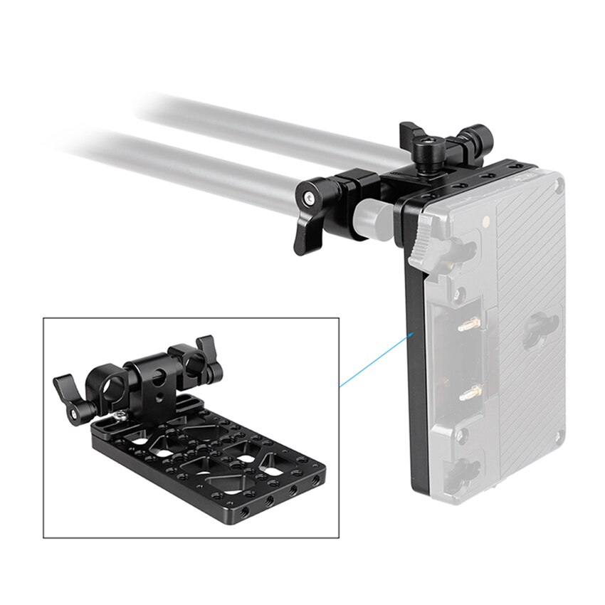 CAMVATE Quick Release Battery Backboard Cheese Plate With 360° Swivel 15mm Rod Clamp For DSLR Camera Photography Accessories
