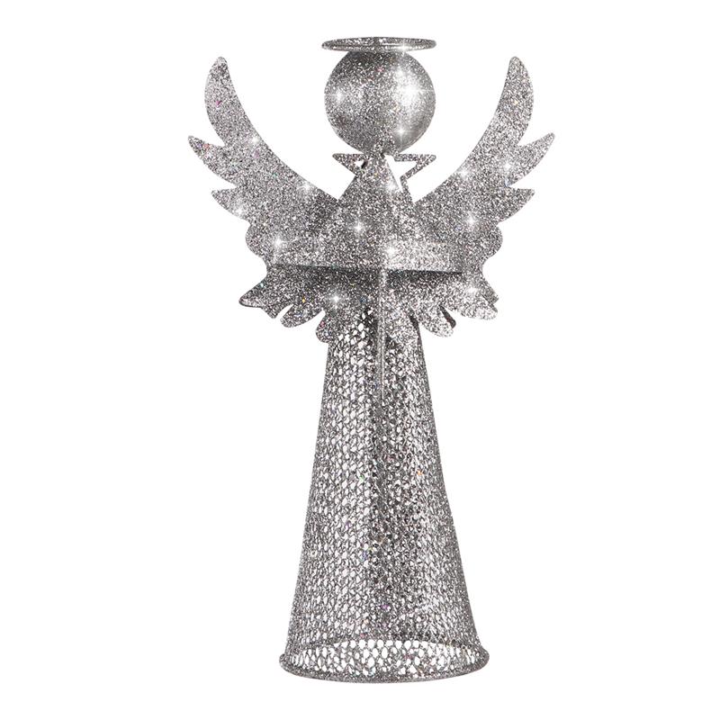 Amosfun Christmas Tree Topper Angel Treetop Decoration Angel Figure For Festive Home Ornament (Silver)