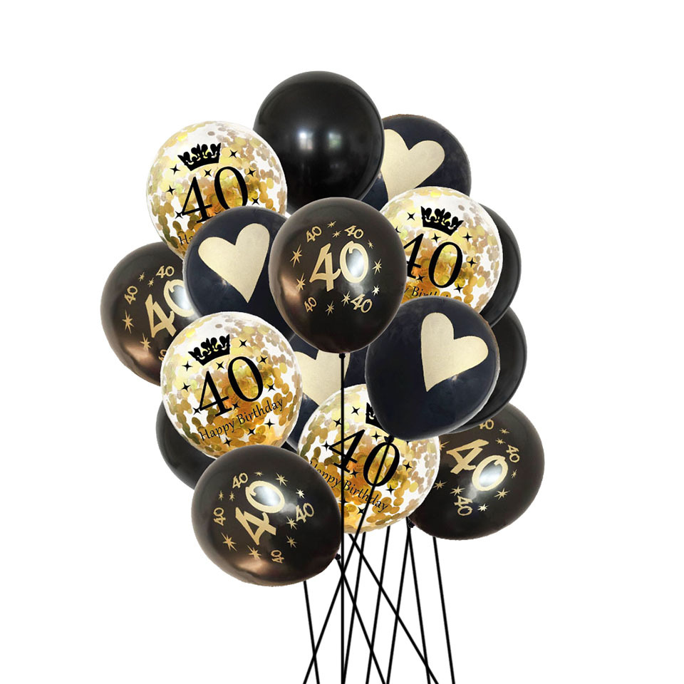 16 pièces 10 pouces 12 pouces Multi Air Ballons Joyeux Anniversaire Décorations De Fête Enfants Adultes Numéro Ballon bricolage Fournitures De Fête: 40 gold