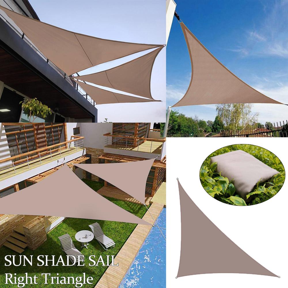 Waterproof Sun Shade Sail Khaki Home Outdoor Garden Canopy Patio Plant Cover UV Block Awning Decoration Sunshade triangle 285GSM