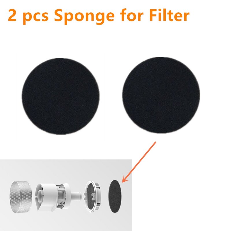 F8 hepa filter, tilbehørsoppbevaringspose til xiaomi roidmi  f8 håndholdt trådløs støvsuger erstatningsfilter: 2 stk svampfilter