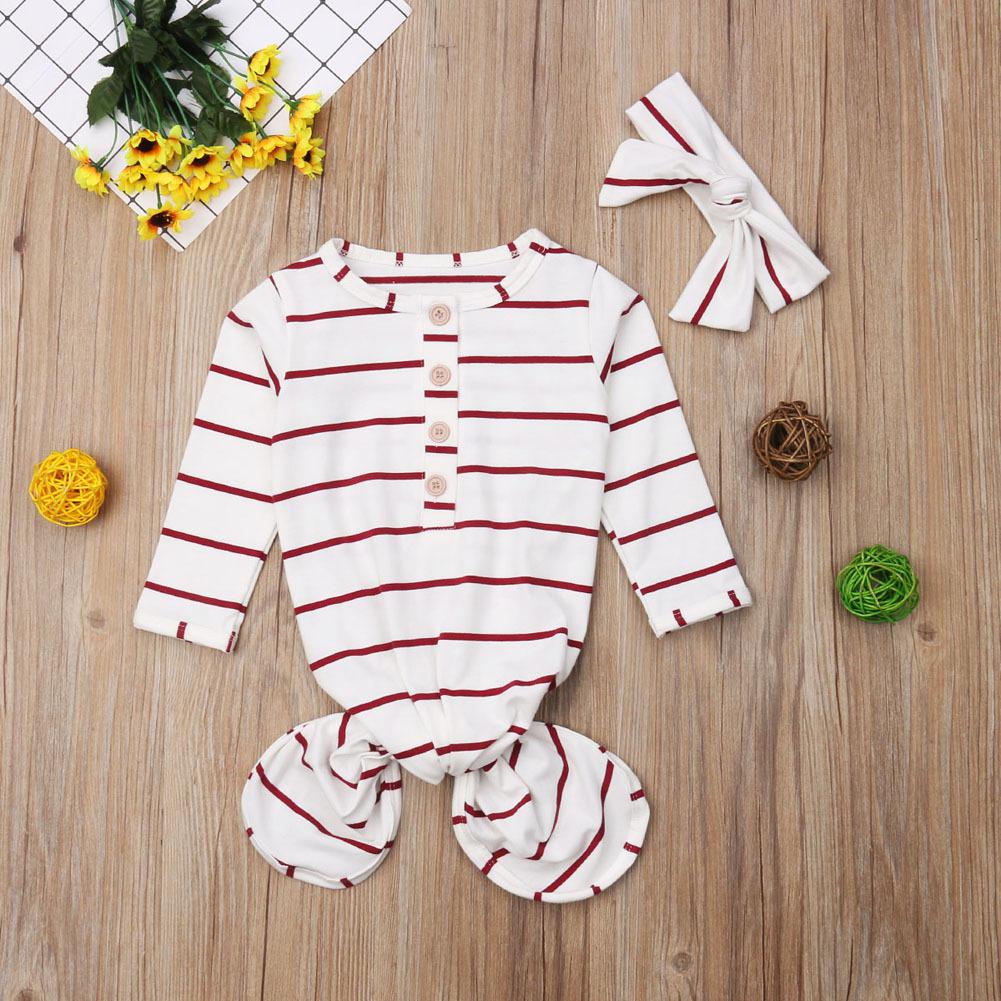 Hitomagic Pasgeboren Baby Kleding Kinderen Jongens Baby Slaap Pak Meisjes Slapen Slijtage Kinderen Nachtkledij Slapen Suits Baby Pyjama: Red-White with band