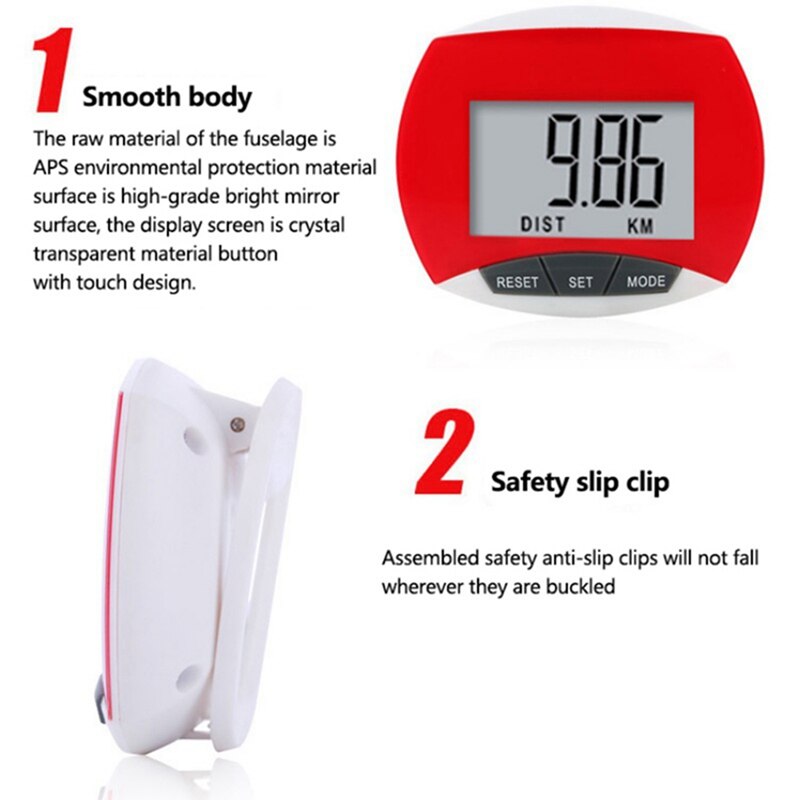 Multifuntion LCD Belt Clip Digital Pedometer Waterproof Walking Steps KM Distance Calories Counter Digital Pedometers Fitness