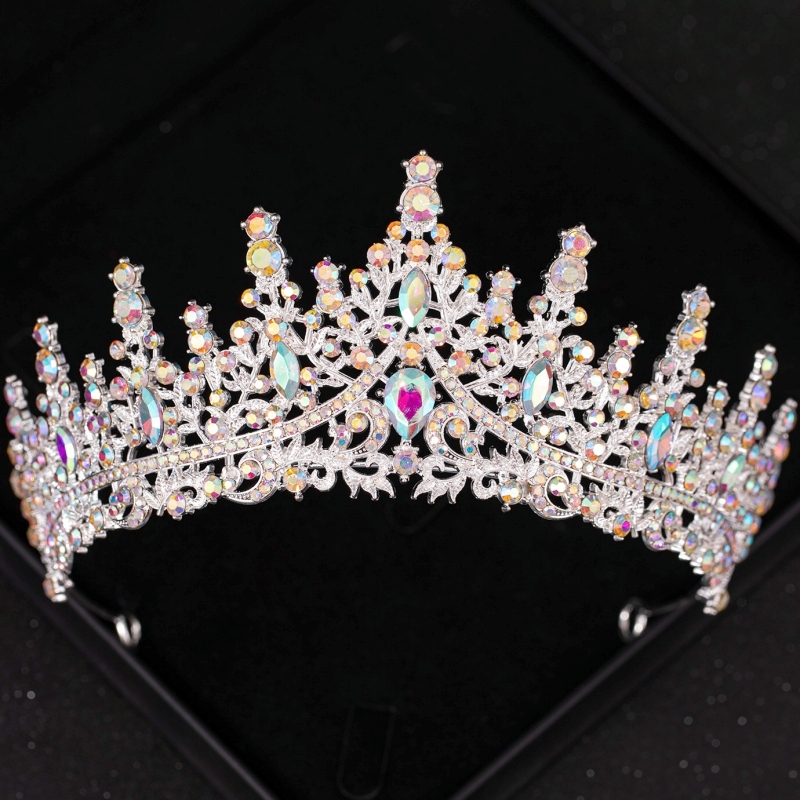 Barok Kristal Tiara 'S En Kronen Voor Vrouwen Bruid Strass Prom Diadeem Bruids Bruiloft Haaraccessoires Sieraden Kroon Tiara: Gerhodineerd