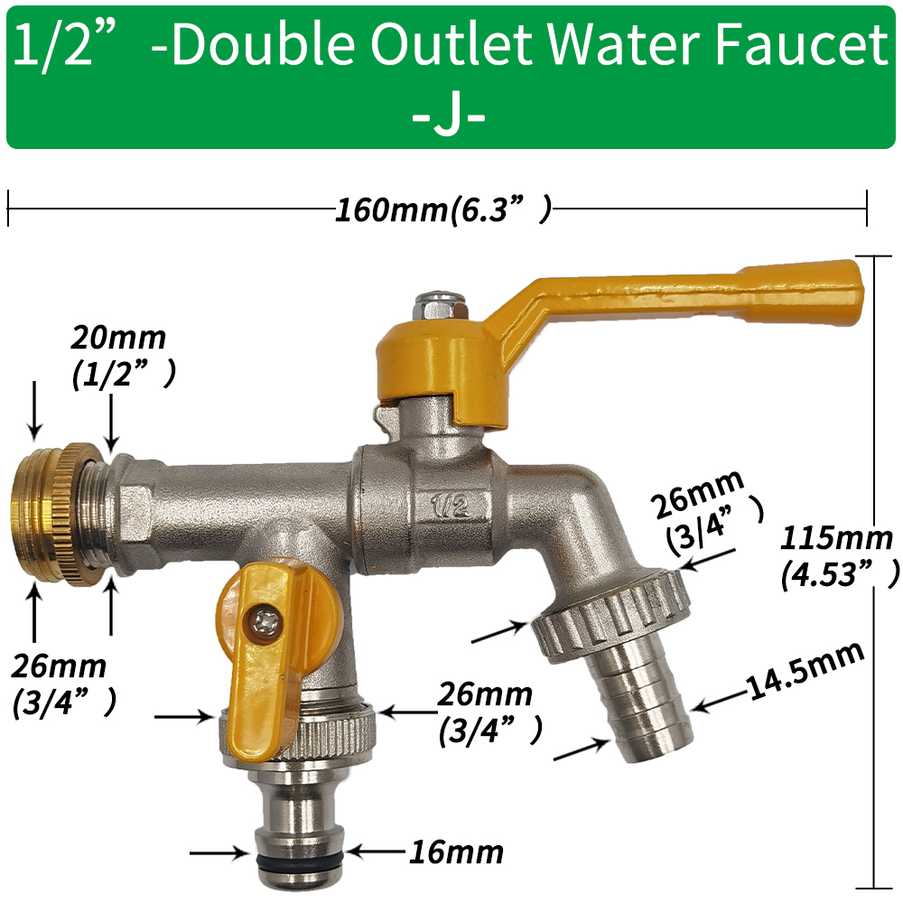 Gartenschlauch Wasserhahn Adapter 1/2'' IBC Wassertank Anschluss 2-Wege 1-Wege Bewässerung Durcheinander Wasserhahn gemeinsam Ersatz passend zu Kugelhahn: Lila