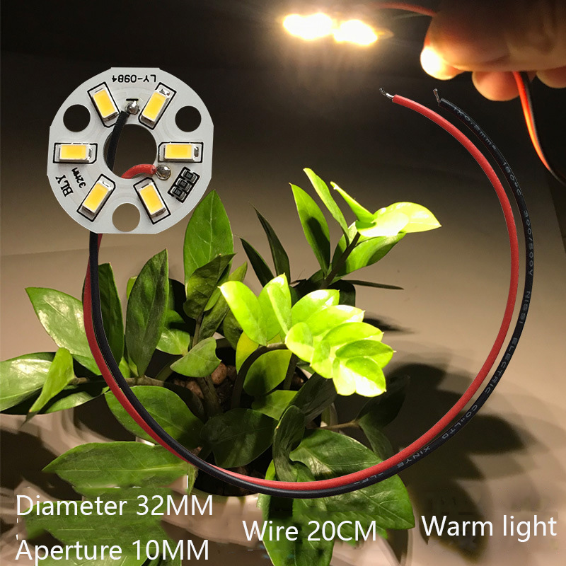 Chip de luces LED de colores, placa de bombilla de transformación redonda, fuente de luz, diámetro de 32MM, verde, azul, rojo, Morado, blanco, 5/10 piezas, 3W: Marfíl / 40 W