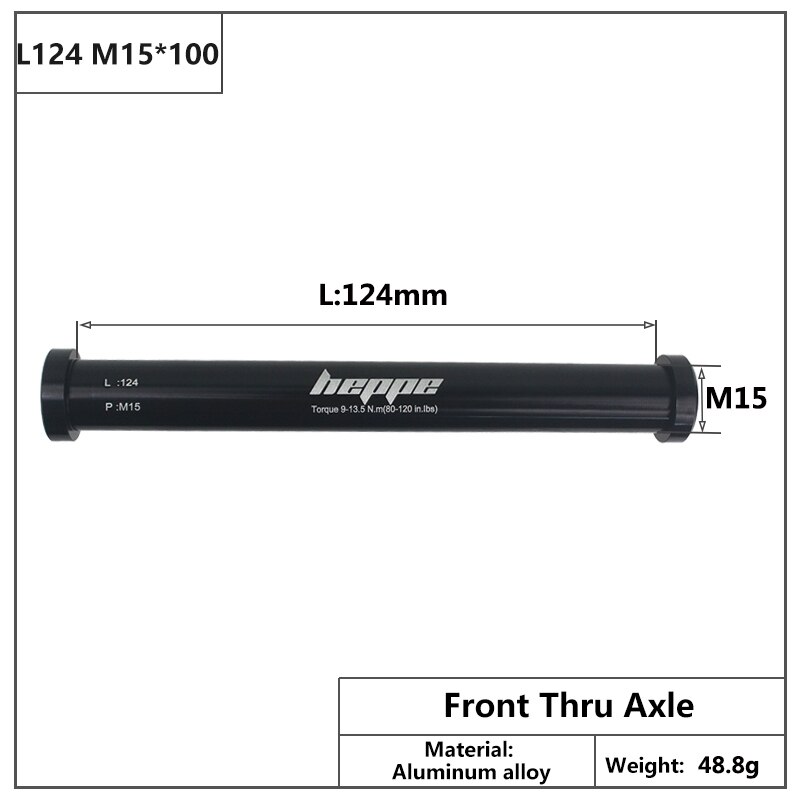 HEPPE Bike Thru Achse Vorne Gabel Welle Spieße Fett Bike Hinten Hub Steckachse 15x14 2/148 15x10 0/110 MTB Schnell release M15xP 1,5: L124 M15 15X100