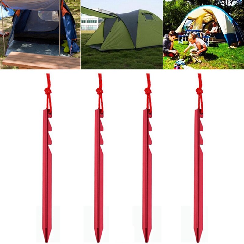 4pcs/lot 18cm Adjustable Tent Peg Nail 7001 Aluminium Alloy Stake Rope Camping Equipment Tent Accessories