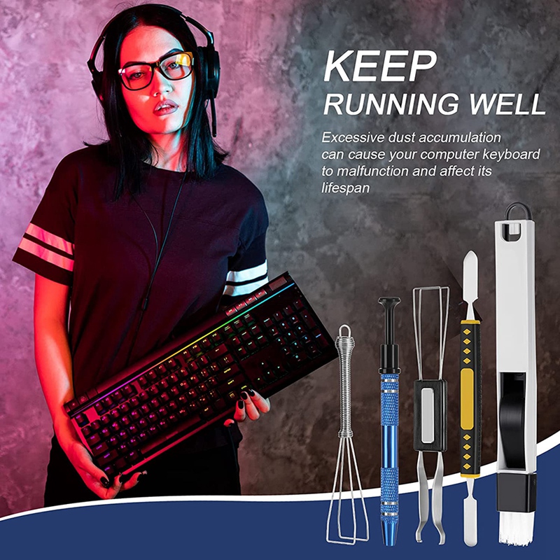 5 tastatur Reinigung Bausätze Keycap Schalter Entfernung Werkzeuge, Pinsel, Flach-Kopf Hebeln Bar, hebel Halterung Für Mechanische Tastatur