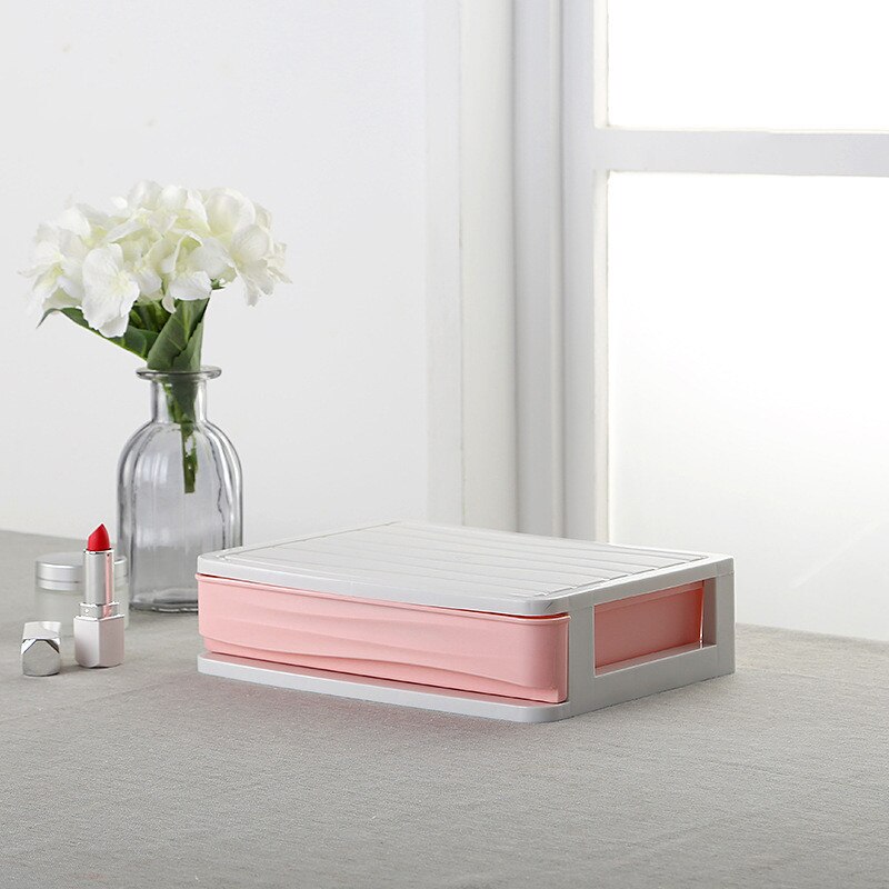 Large Capacity Makeup Organizer Cosmetics Storage Box Four Layer Drawer Jewelry Nail Polish Desktop Sundries Storage Box: Pink 1 Layer
