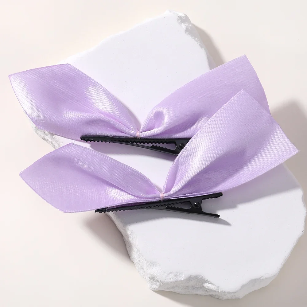 Pinces à cheveux avec ruban noir et blanc, 2 pièces, Vintage, épingle à cheveux latérale, Barrettes mignonnes pour filles, accessoires de coiffure pour femmes: Black