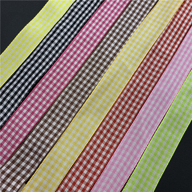 5yards/lot 15mm Plaid Ribbon Grid Printed Ribbon For Home Wedding Christmas Decoration DIY Wrapping