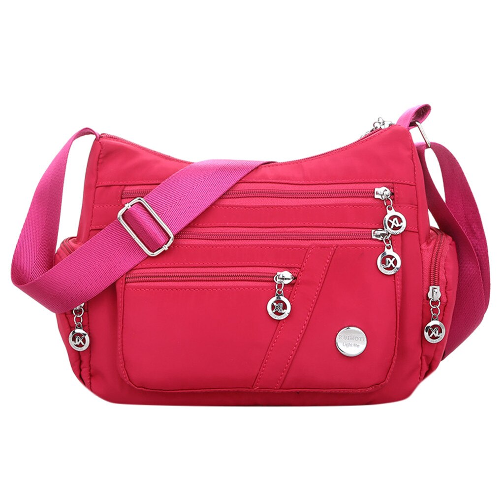 35# Women Messenger Bags for Women Waterproof Nylon Handbag Female Shoulder Bag Ladies Crossbody Bags bolsa sac a main: Hot Pink 