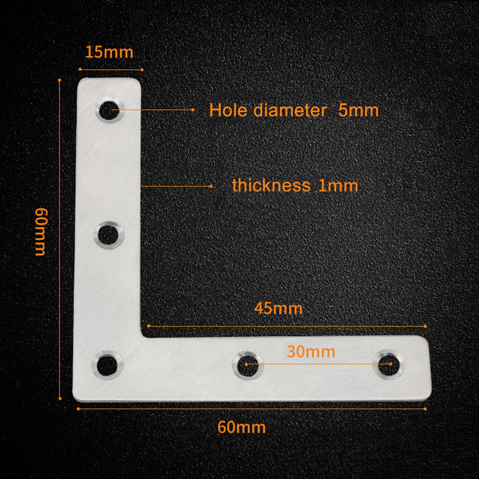 5Pcs Stainless Steel L-shaped Flat Bracket 40/50/60/80mm L Shape Board Support Corner Bracket Furniture Fittings Connectors: 60mm 5pcs