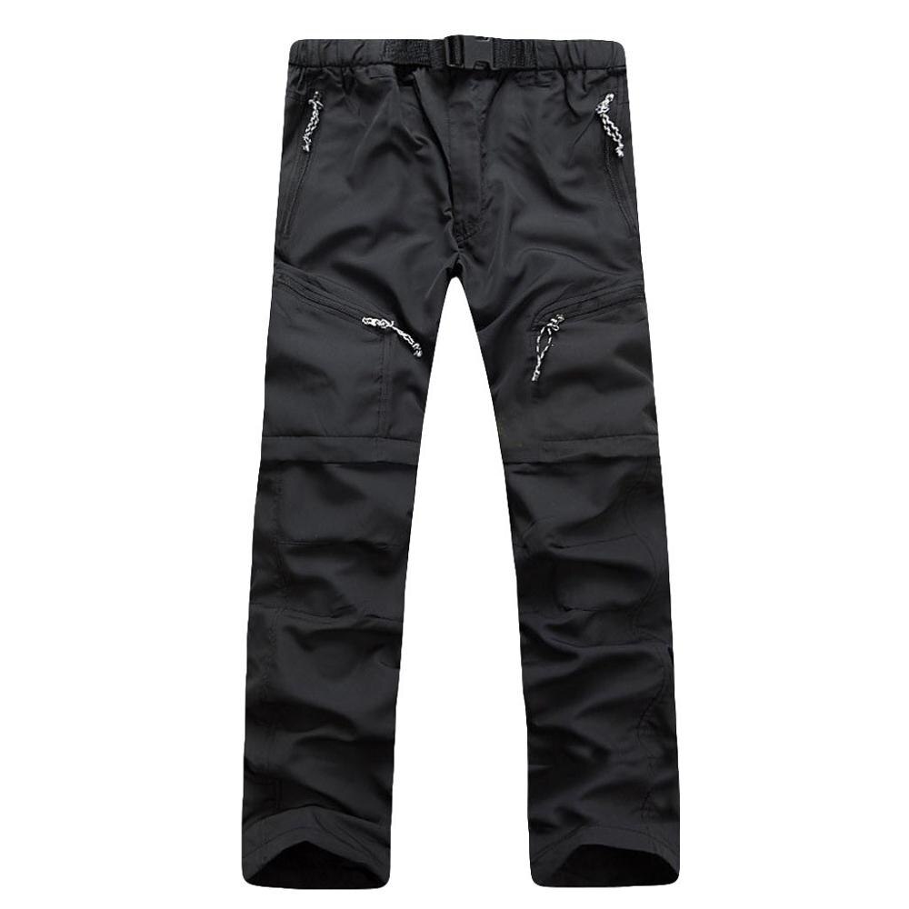 Sommer herre hurtigttørrende aftagelige vandrebukser udendørs sport åndbare bukser camping trekking fiske shorts  #0926: Sort / S