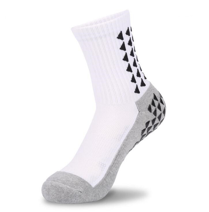 Vinter mænds fodbold sokker skridsikker håndklæde bund bomuld sport fodbold sok  eu 39-44: Hvid