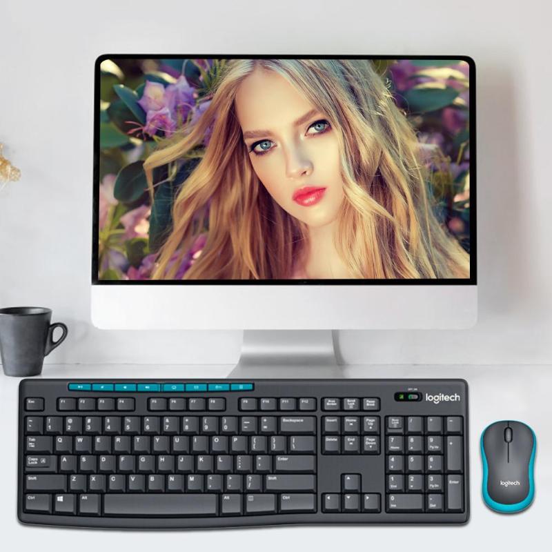 Logitech MK275 USB Wireless Keyboard 1000 DPI Optical Ergonomic Mouse Combo Computer Peripheral Accessories