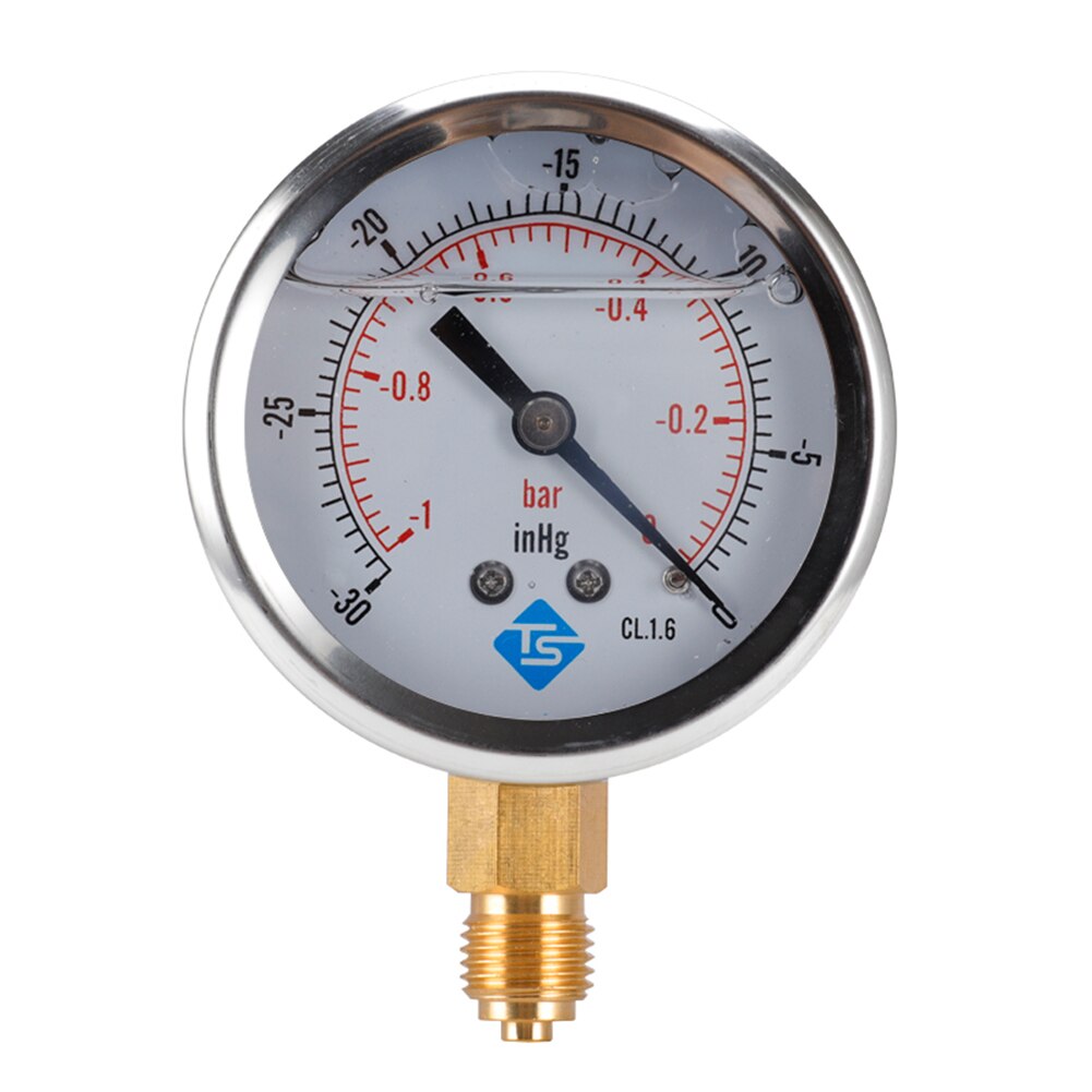 TS-PGGZ60Z4 Thread Radial Stainless Steel Manometer Liquid Filled Pressure Gauge Air Oil Water Hydraulic Pressure: TS-PGGZ60Z4-0bar