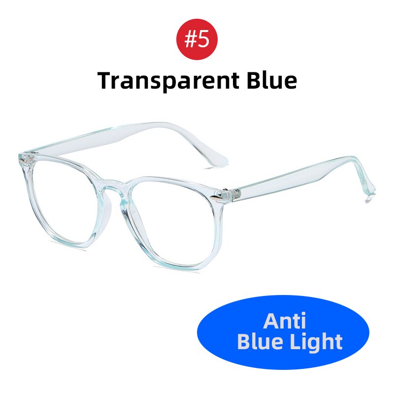 VIVBEE Classic Square Blue Light Blocking Glasses Men Trending Transparent Frames Computer Unisex Anti Ray Gaming Glasses: 5 Transparent Blue