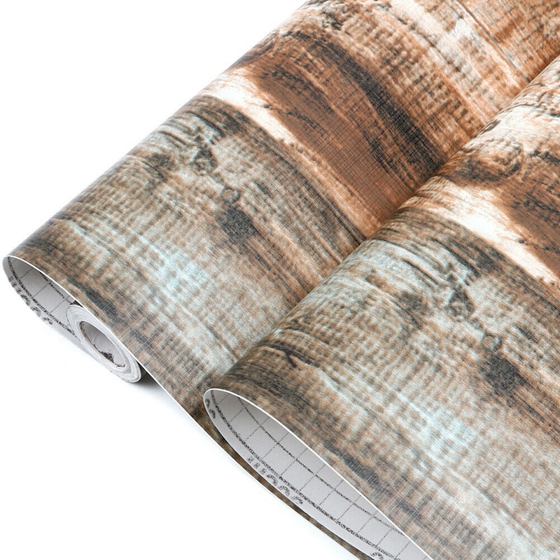 6M Vinyl 3D Rustic Wood Plank Self Adhesive Wallpaper Furniture Wall Stickers