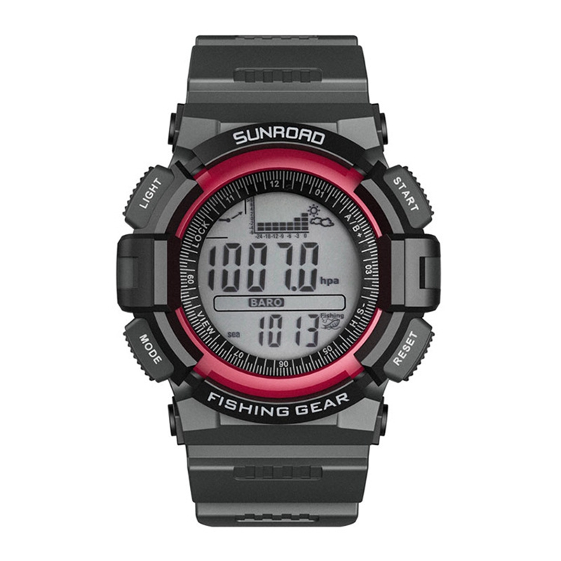 Relojes digitales de pesca para hombre, Monitor de temperatura de profundidad del agua, altímetro, brújula, barómetro, despertador, resistente al agua, retroiluminación de 50m
