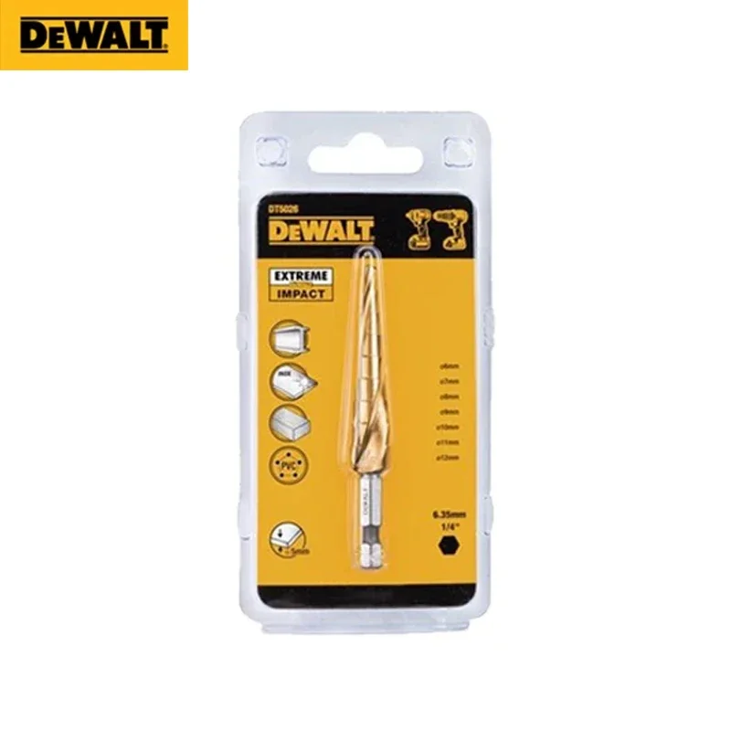 DEWALT-Broca escalonada para ampliar agujeros hexagonales 1/4, cortador de agujeros de Metal y madera recubierto de titanio, DT5026, DT5031, DT5030, DT5027: Caqui oscuro