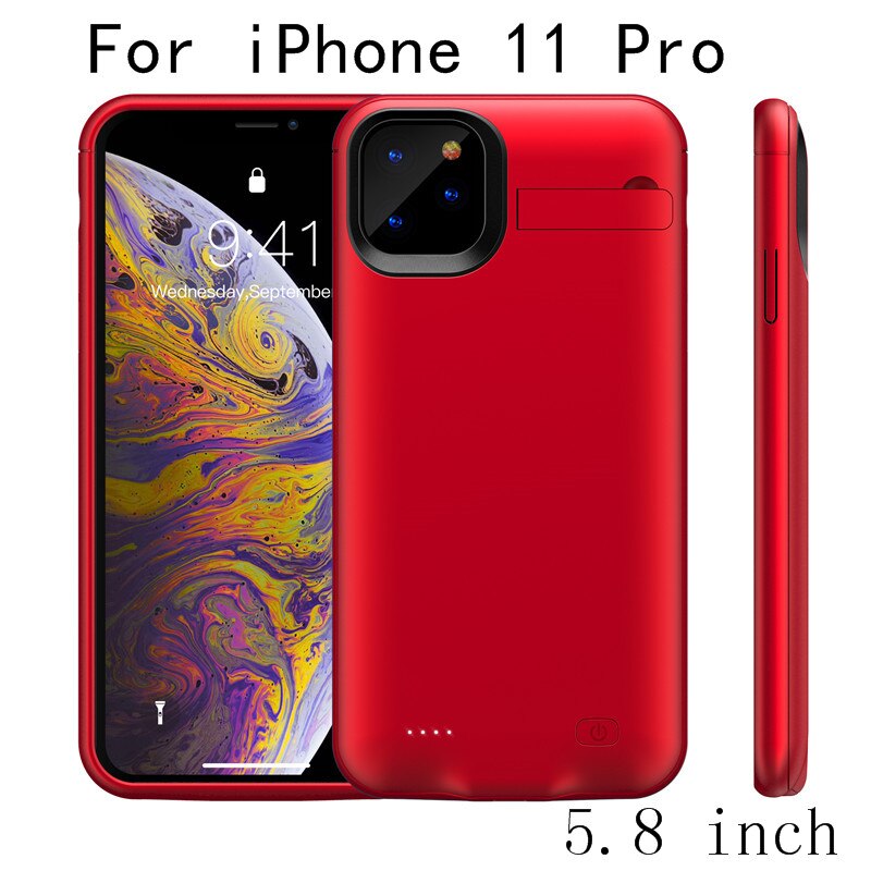 Battery Charger Case For iPhone 11 Pro Max Power Case Slim shockproof Power Bank Charging Cover For iPhone 11 Charger Back Pack: i11 Pro-Red