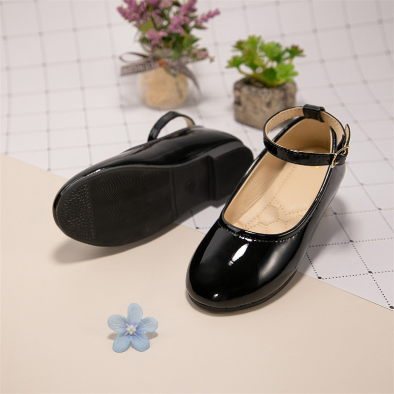 Chaussures en cuir noires pour enfants, printemps/automne, chaussures de princesse pour filles, spectacle, écolière, bébé, fête de danse, 02A
